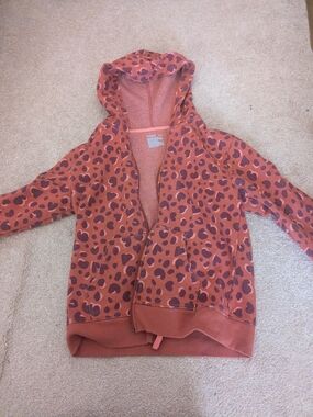 Cat & Jack Rust Orange Leopard-Spot Hooded Zip Jacket